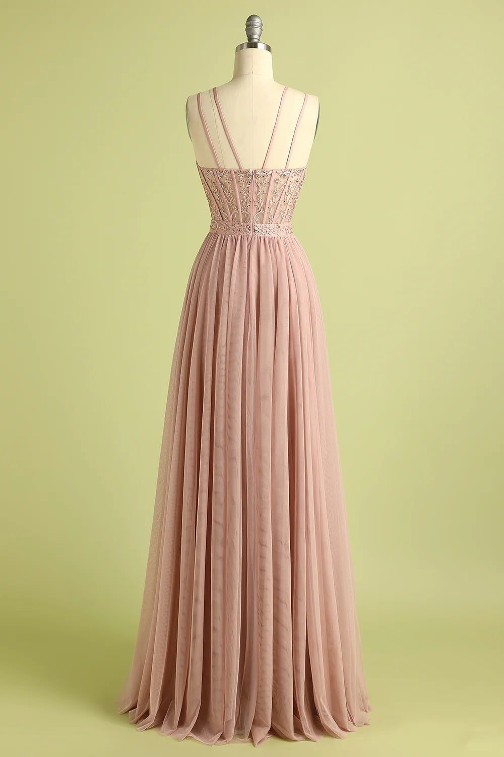 A Line Spaghetti Straps Tulle Prom Dress With Split