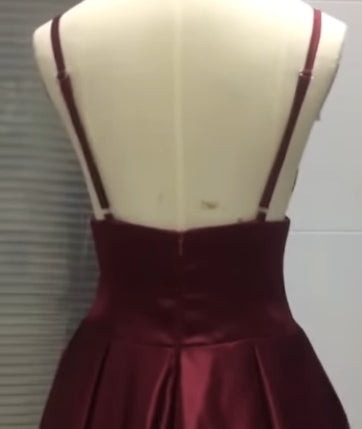 A-Line/Princess Ruffles Satin Spaghetti Straps Sleeveless Floor-Length Party Dresses Formal Dresses