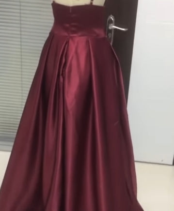 A-Line/Princess Ruffles Satin Spaghetti Straps Sleeveless Floor-Length Party Dresses Formal Dresses