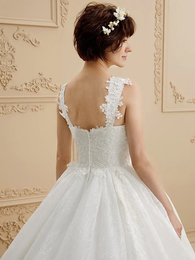 Ball Gown Wedding Dresses Sweetheart Neckline Tulle All Over Lace Regular Straps Glamorous Illusion Detail with Lace