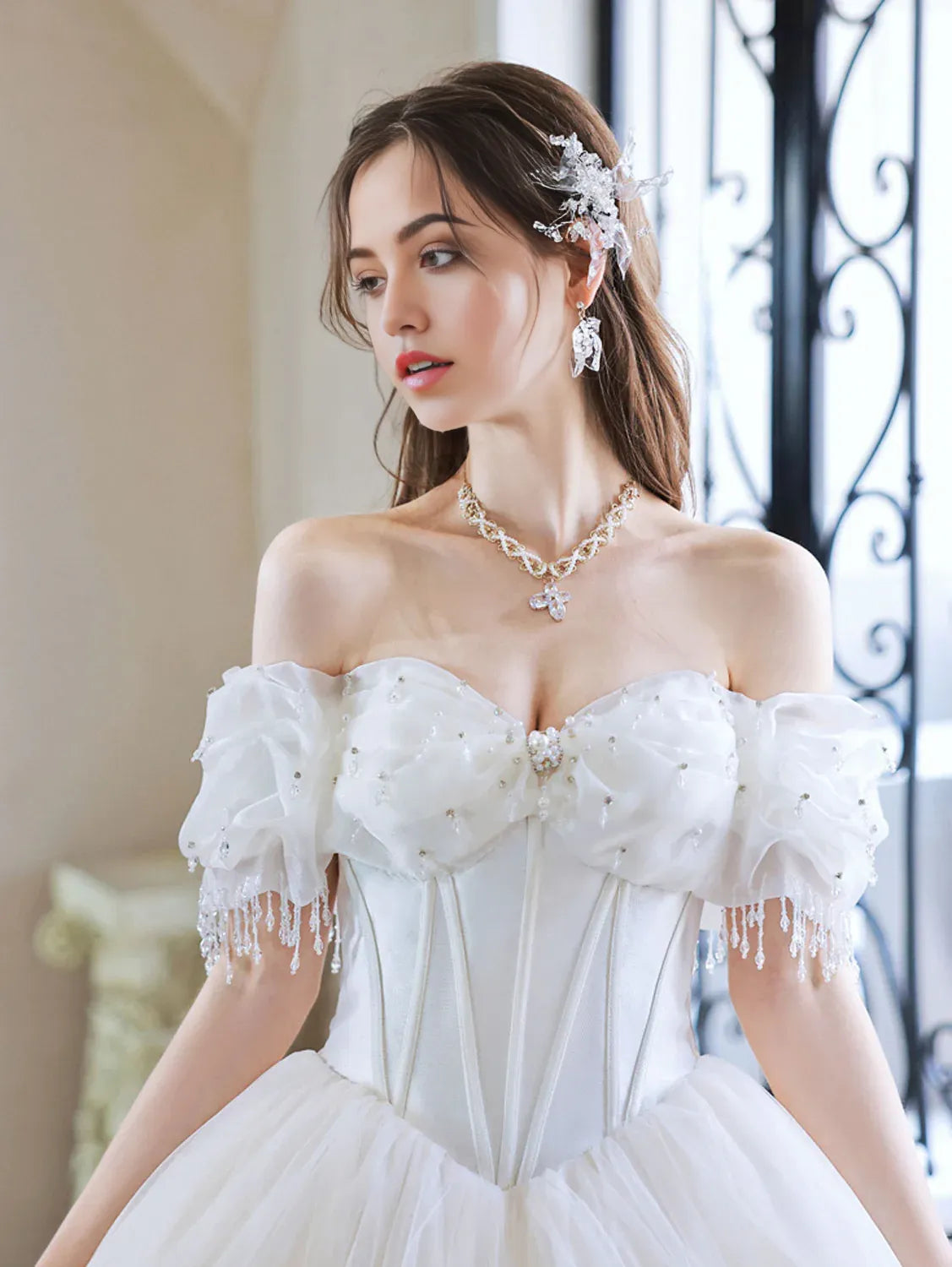 Ball Gown Quinceanera Dresses Princess Dress Sweetheart Neck Tulle Long Prom Dress White Sweet 16 Dress