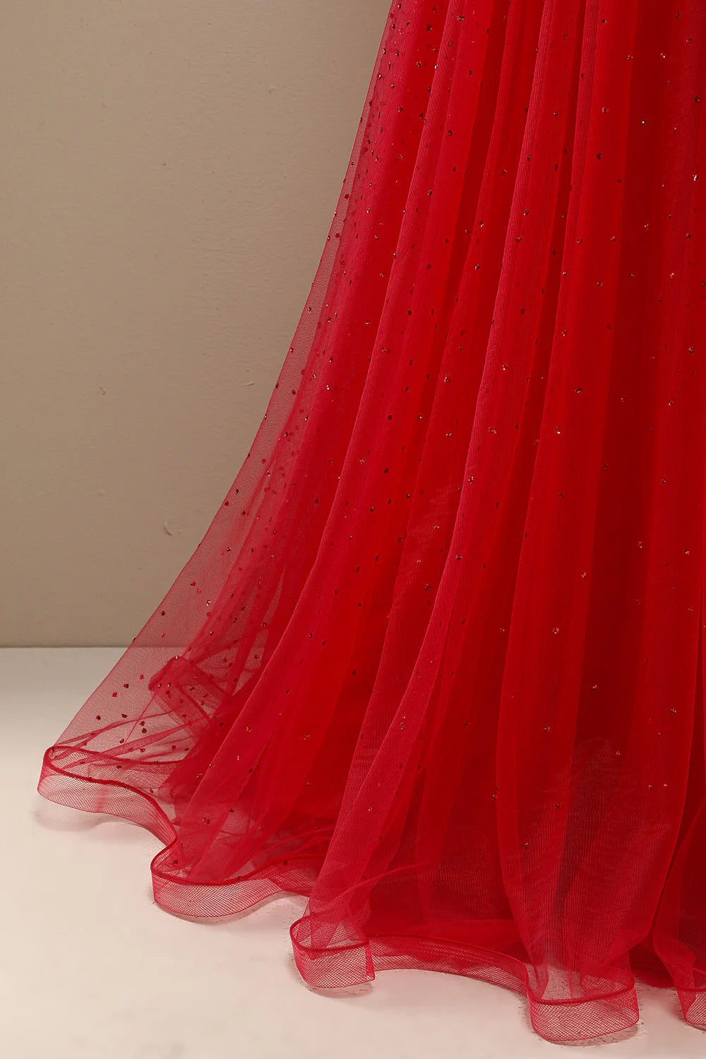 Spaghetti Straps Sweetheart Tulle Prom Dress with Beading