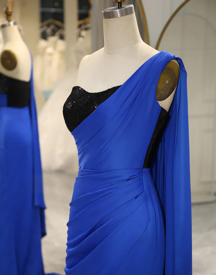 Sheath/Mermaid One Shoulder Long Prom Dress With Split