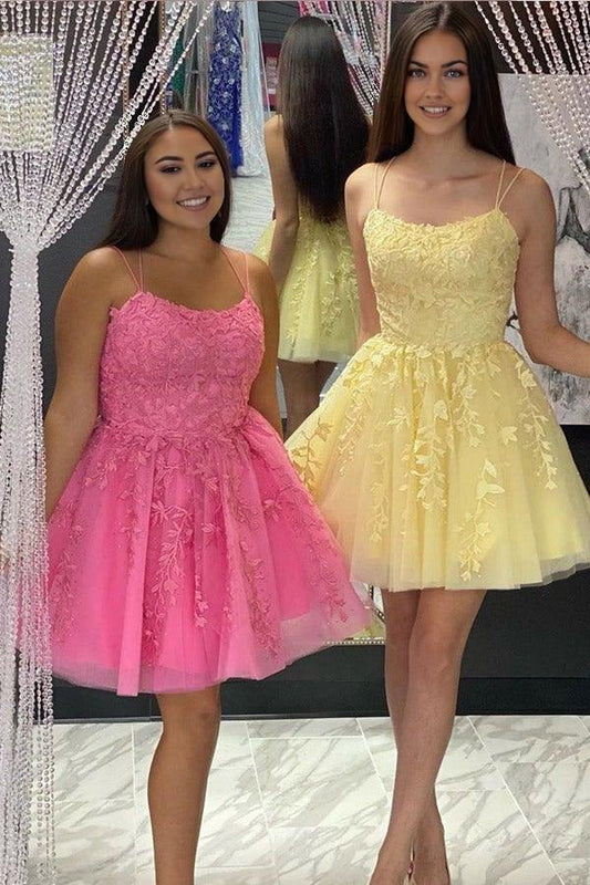 A-Line Homecoming Graduation Short / Mini Sleeveless with Homecoming Dress With Appliques