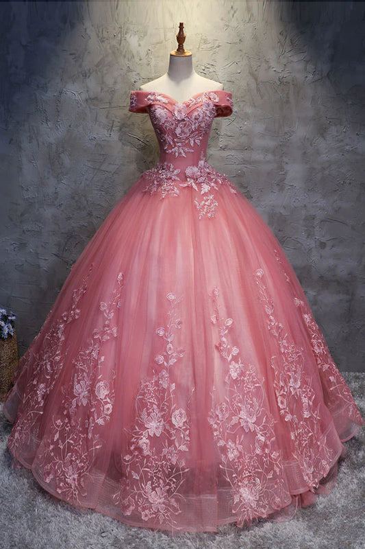 Ball Gown Quinceanera Dresses Princess Dress Sweetheart Off Shoulder Lace Tulle Long Prom Gown Sweet 16 Dress