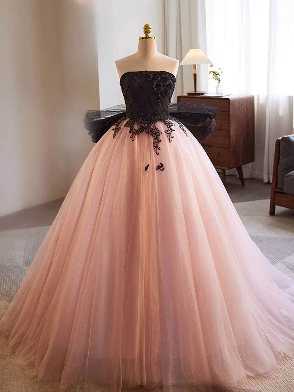 A-Line Pink Ball Gown Quinceanera Dresses Princess Dress Tulle Lace Long Prom Dress Pink Tulle Formal Dress