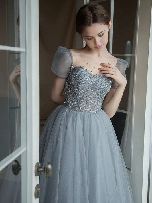 Ball Gown Quinceanera Dresses Princess Dress V Neck Tulle Long Prom Gown Sweet 16 Dress