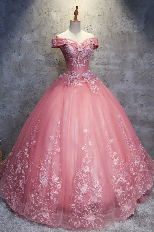 Ball Gown Quinceanera Dresses Princess Dress Sweetheart Off Shoulder Lace Tulle Long Prom Gown Sweet 16 Dress