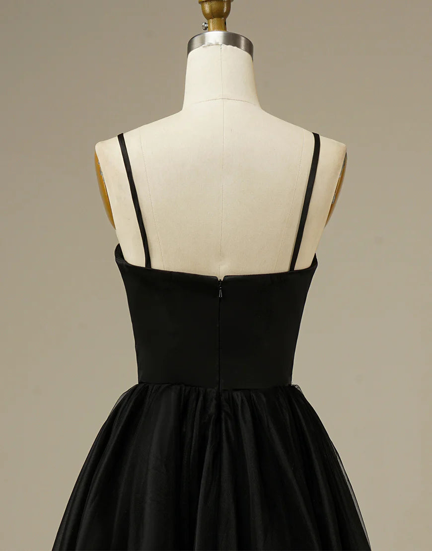 A Line Spaghetti Straps Tulle Simple Sweetheart Prom Dress