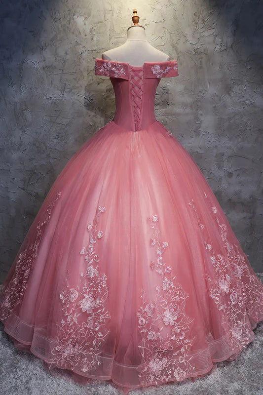 Ball Gown Quinceanera Dresses Princess Dress Sweetheart Off Shoulder Lace Tulle Long Prom Gown Sweet 16 Dress