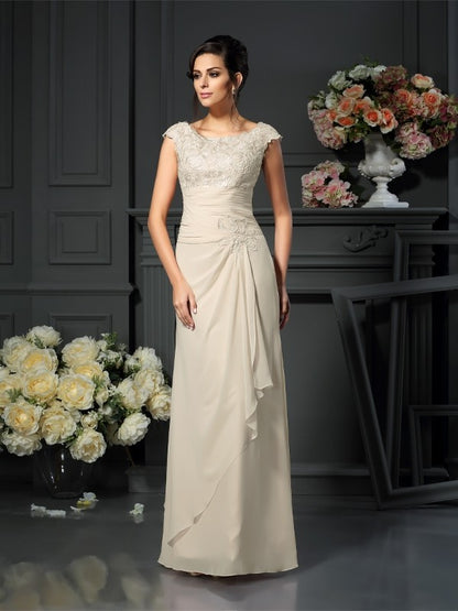 A-Line/Princess Scoop Lace Sleeveless Long Chiffon Mother of the Bride Dresses