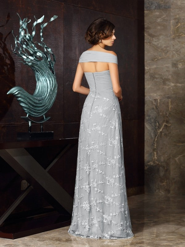 A-Line/Princess Off-the-Shoulder Applique Sleeveless Long Chiffon Mother of the Bride Dresses