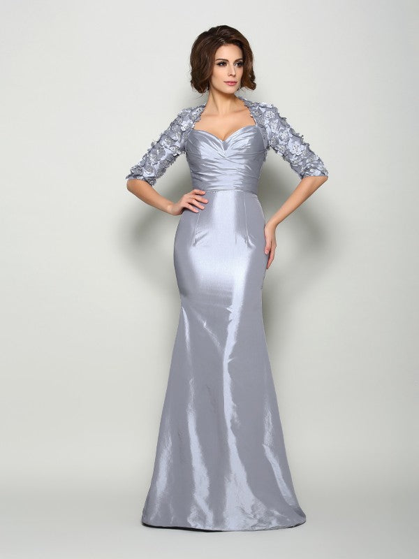 Trumpet/Mermaid Sweetheart Applique 1/2 Sleeves Long Taffeta Mother of the Bride Dresses