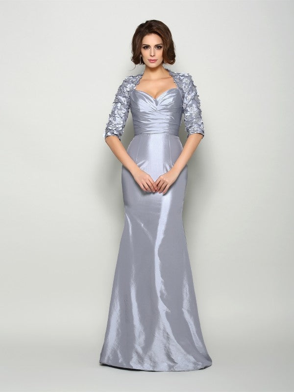 Trumpet/Mermaid Sweetheart Applique 1/2 Sleeves Long Taffeta Mother of the Bride Dresses