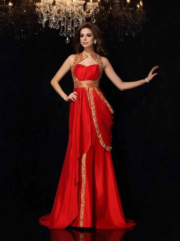 A-Line/Princess Sweetheart Sleeveless Long Taffeta Party Dresses Formal Dresses