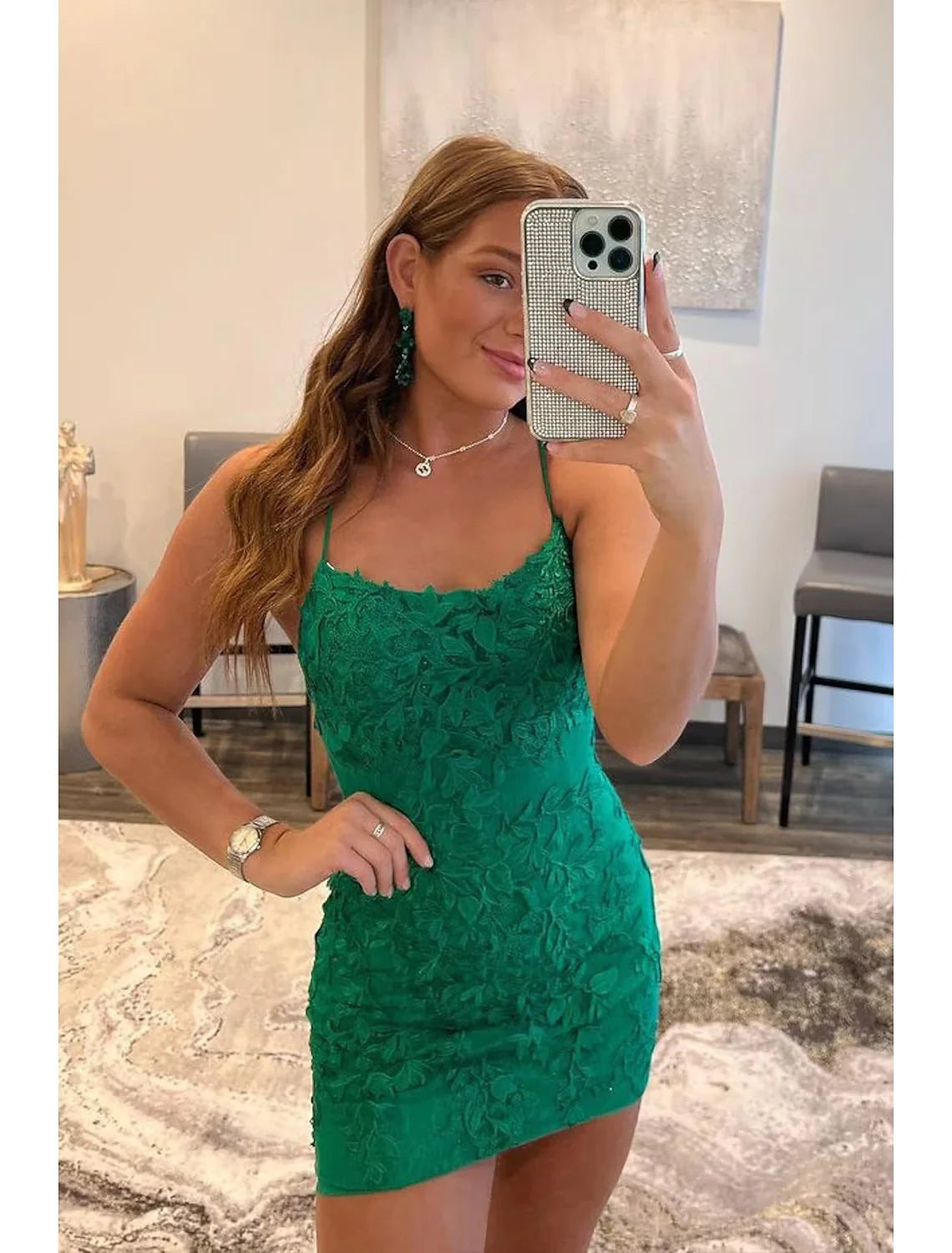 Sheath / Trumpet Cocktail Dresses Sexy Dress Homecoming Short / Mini Sleeveless Spaghetti Strap Tulle Backless with Appliques