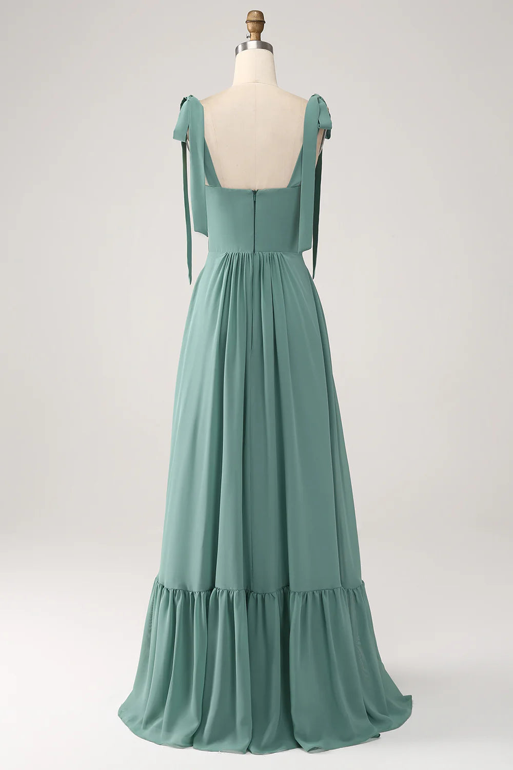 A Line Chiffon Long Bridesmaid Dress with Pleated