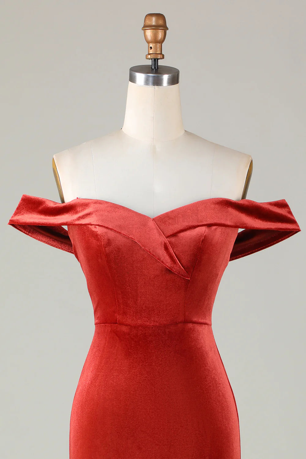 Sheath Velvet Off The Shoulder Terracotta Bridesmaid Dress