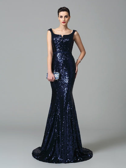 Trumpet/Mermaid Straps Sleeveless Long Sequins Party Dresses Formal Dresses