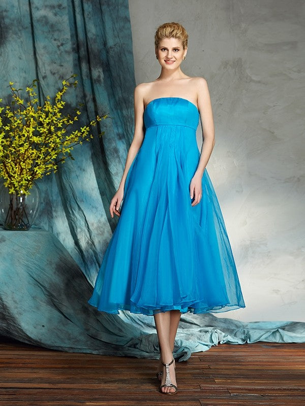 A-Line/Princess Strapless Applique Sleeveless Short Organza Mother of the Bride Dresses