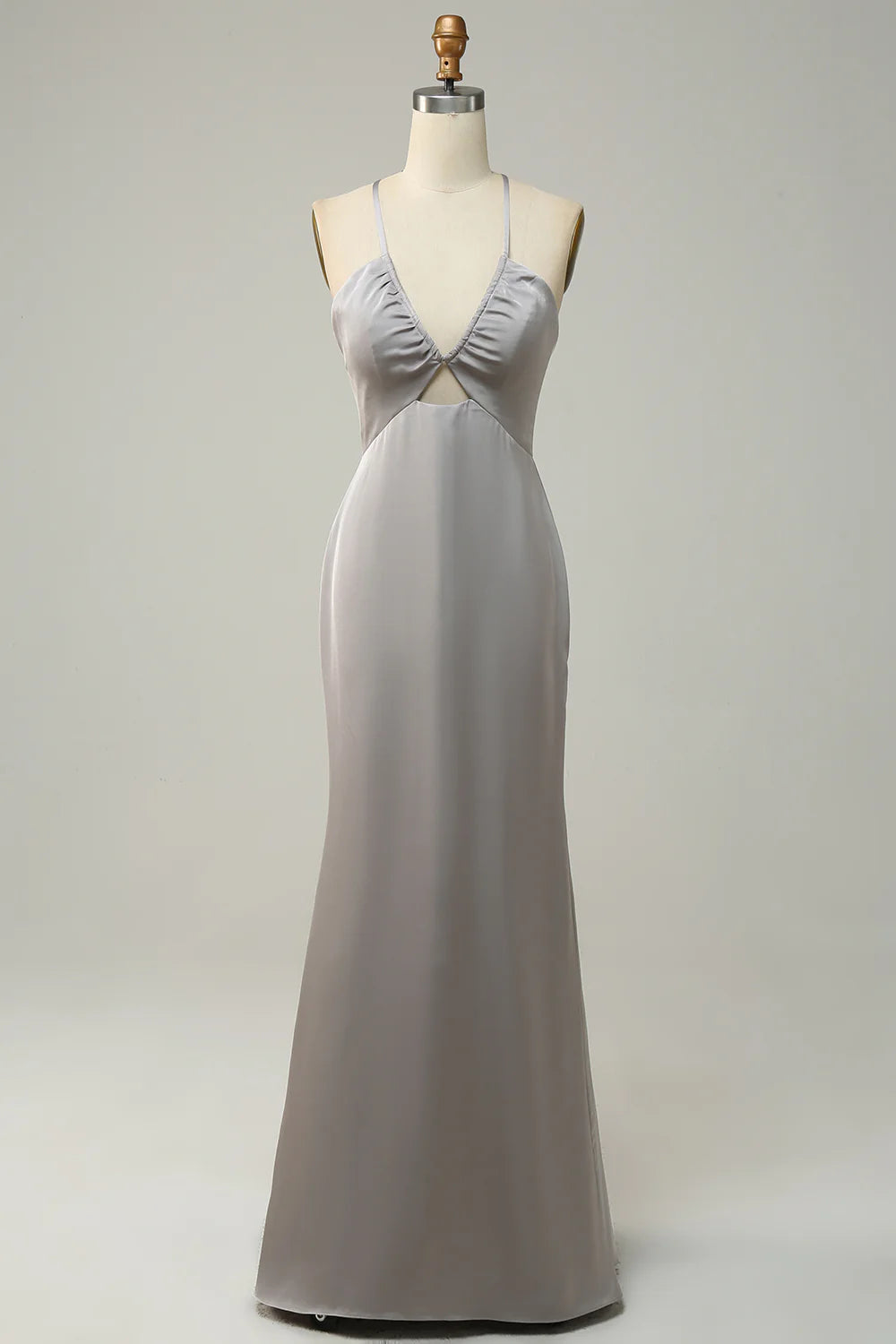 Mermaid Satin Open Back Long Bridesmaid Dress