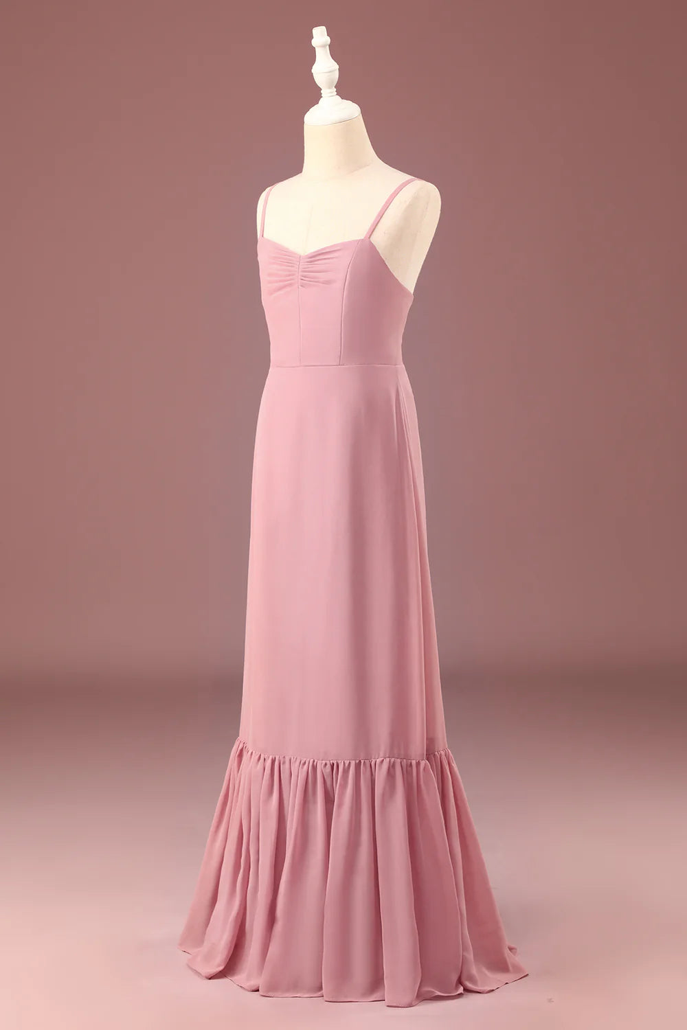 A-line Spaghetti Straps  Chiffon Long Bridesmaid Dress