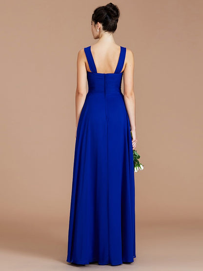 Empire Sweetheart Sleeveless Ruched Floor-Length Chiffon Bridesmaid Dresses