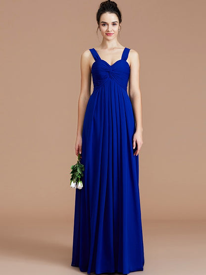 Empire Sweetheart Sleeveless Ruched Floor-Length Chiffon Bridesmaid Dresses