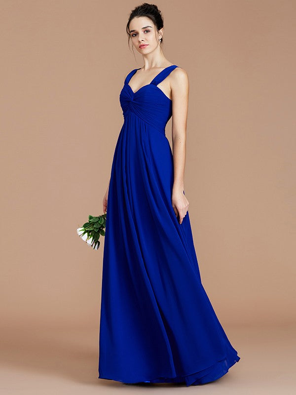 Empire Sweetheart Sleeveless Ruched Floor-Length Chiffon Bridesmaid Dresses