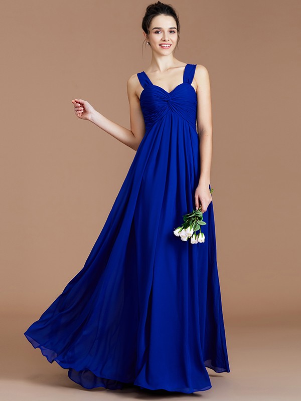 Empire Sweetheart Sleeveless Ruched Floor-Length Chiffon Bridesmaid Dresses