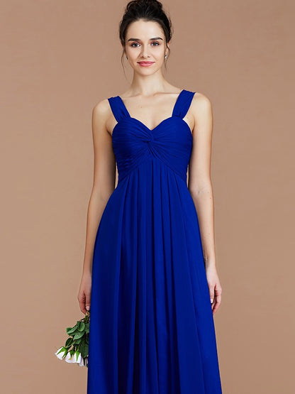 Empire Sweetheart Sleeveless Ruched Floor-Length Chiffon Bridesmaid Dresses