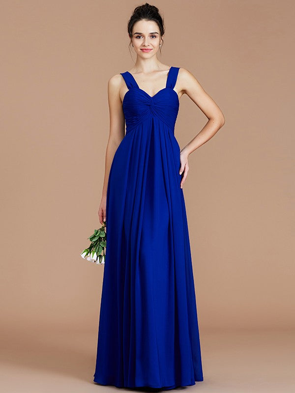 Empire Sweetheart Sleeveless Ruched Floor-Length Chiffon Bridesmaid Dresses