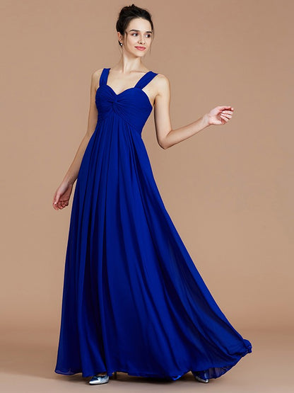 Empire Sweetheart Sleeveless Ruched Floor-Length Chiffon Bridesmaid Dresses