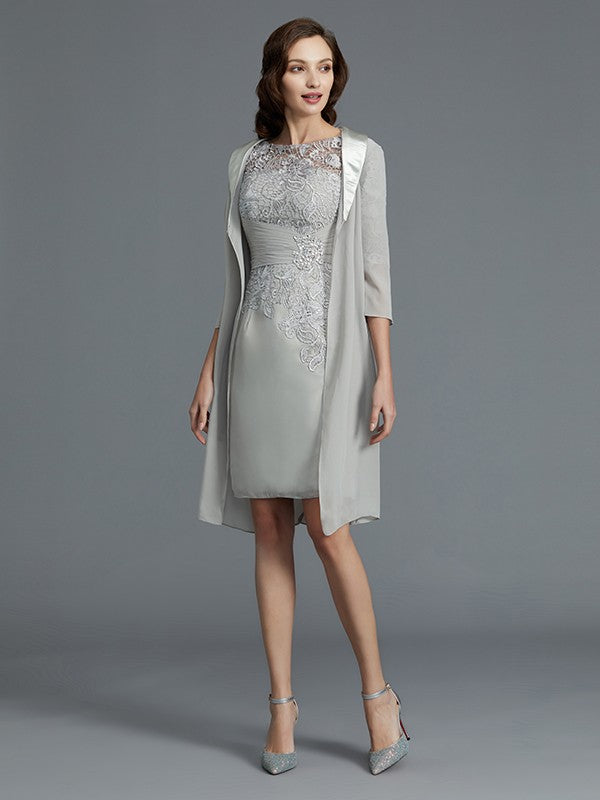 A Line Sheath/Column Scoop 1/2 Sleeves Chiffon Short/Mini Mother of the Bride Dresses