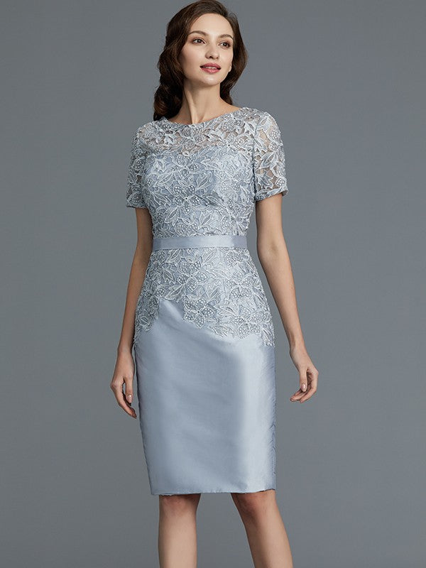 Sheath Short Sleeves Knee-Length Mother of the Bride Dresses Elegant Wedding Guest Dress Party Dress