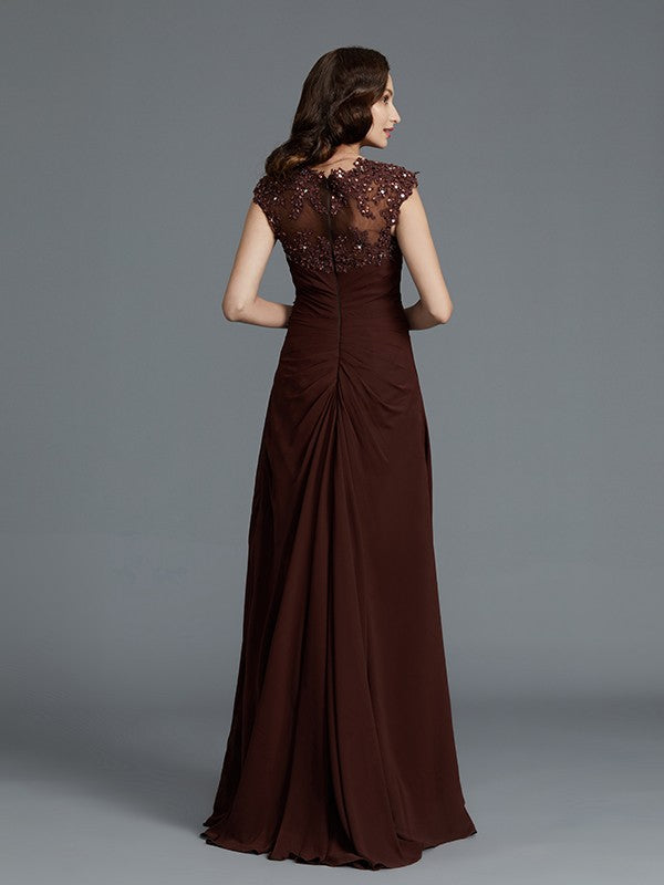 A-Line Sweetheart Sleeveless Chiffon Floor-Length Beading Mother of the Bride Dresses