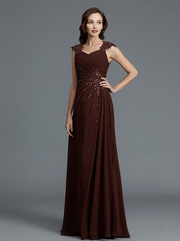 A-Line Sweetheart Sleeveless Chiffon Floor-Length Beading Mother of the Bride Dresses