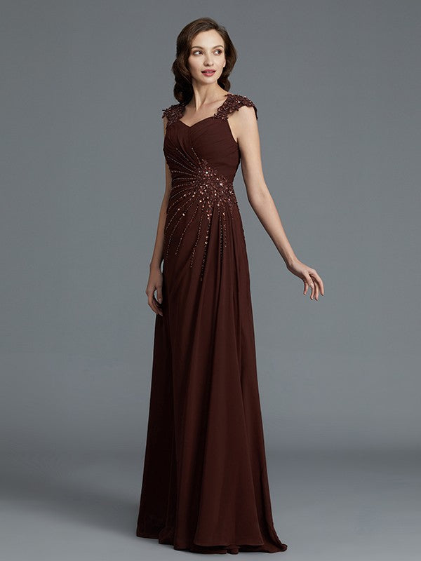 A-Line Sweetheart Sleeveless Chiffon Floor-Length Beading Mother of the Bride Dresses