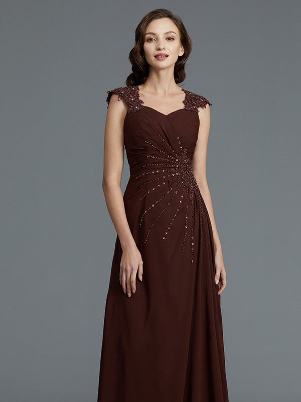 A-Line Sweetheart Sleeveless Chiffon Floor-Length Beading Mother of the Bride Dresses