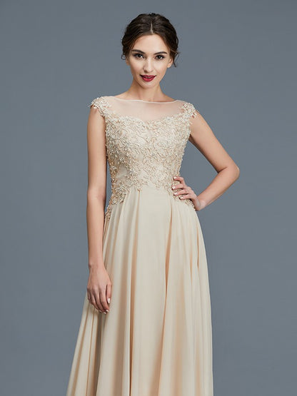 A-Line/Princess Scoop Sleeveless Ruffles Chiffon Floor-Length Mother of the Bride Dresses