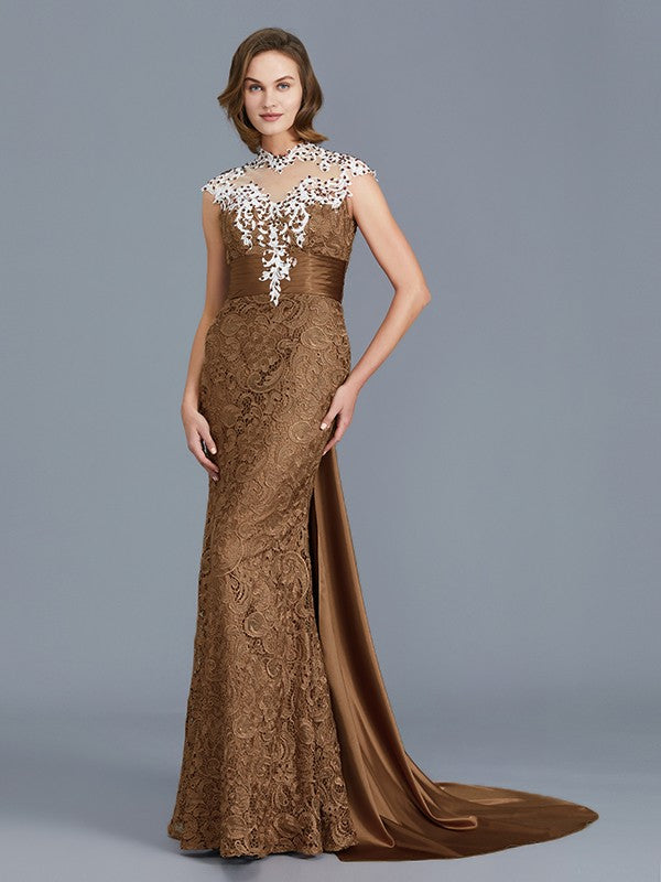 A Line Trumpet/Mermaid Scoop Sleeveless Beading Lace Floor-Length Mother of the Bride Dresses
