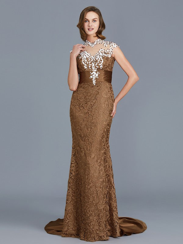 A Line Trumpet/Mermaid Scoop Sleeveless Beading Lace Floor-Length Mother of the Bride Dresses