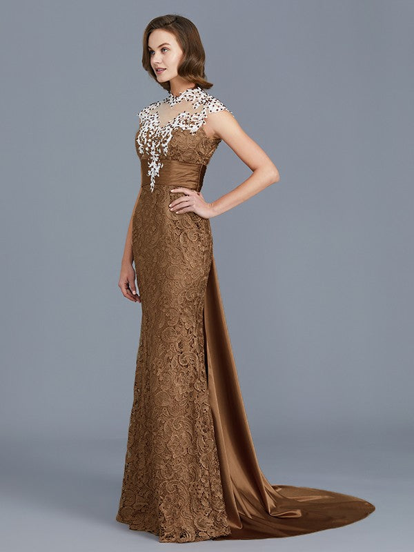 A Line Trumpet/Mermaid Scoop Sleeveless Beading Lace Floor-Length Mother of the Bride Dresses