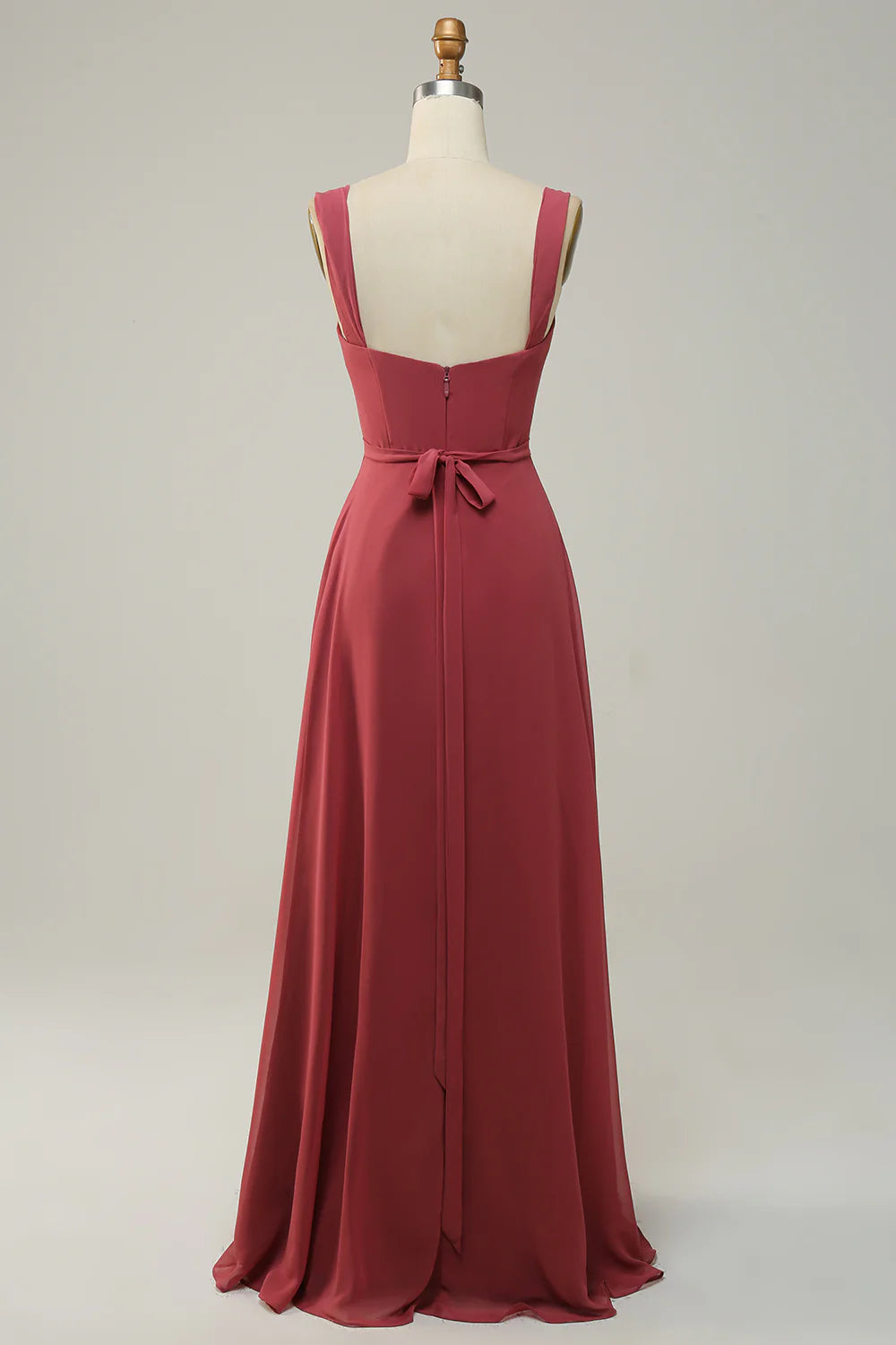 A Line Sleeveless Long Bridesmaid Dress With Slit