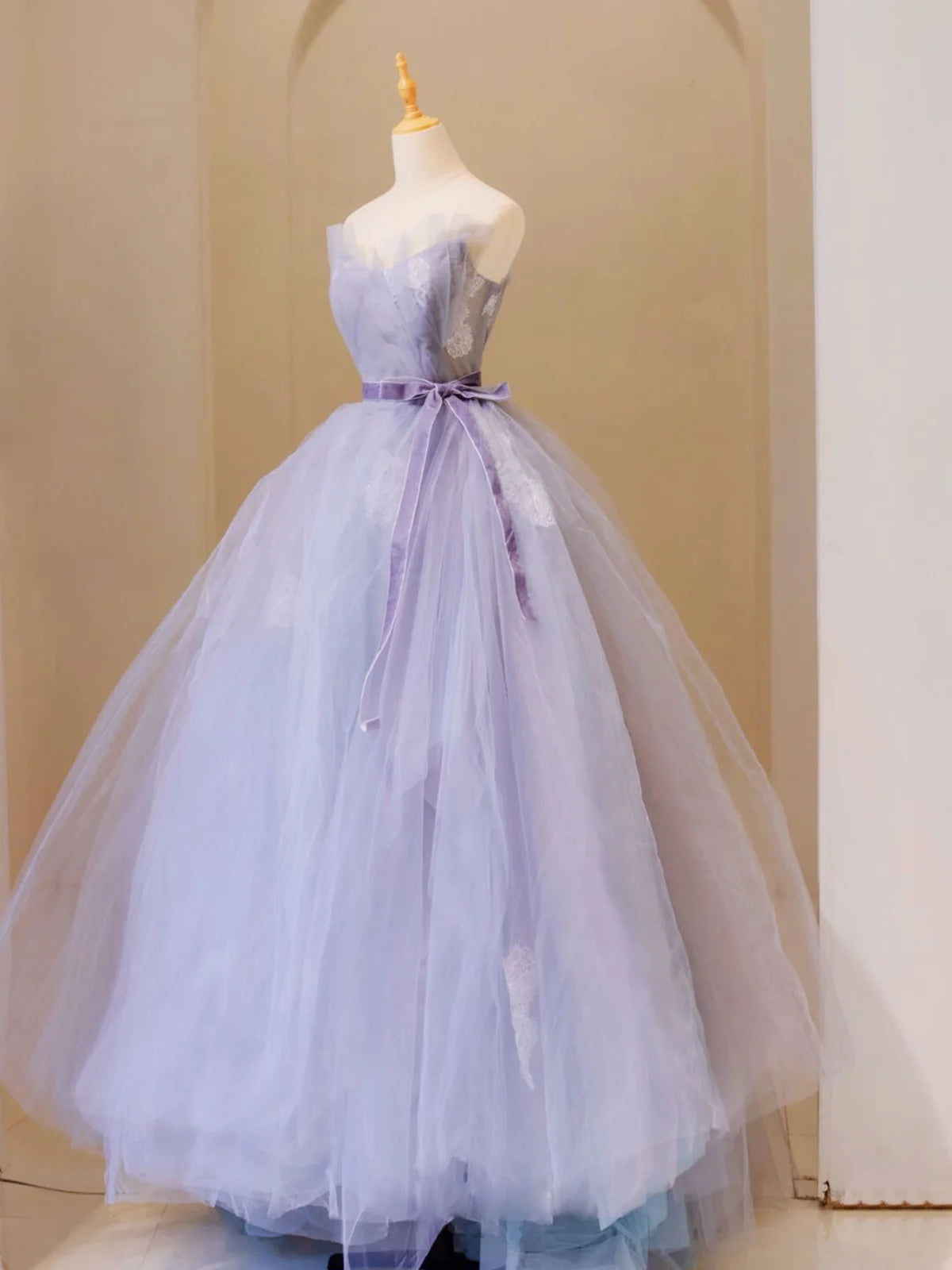 Ball Gown Quinceanera Dresses Princess Dress Purple V Neck Tulle Lace Long Prom Dress, Purple Formal Sweet 16 Dress