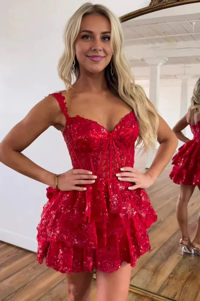 A-Line Short Mini Homecoming Dress with Sequins/Appliques