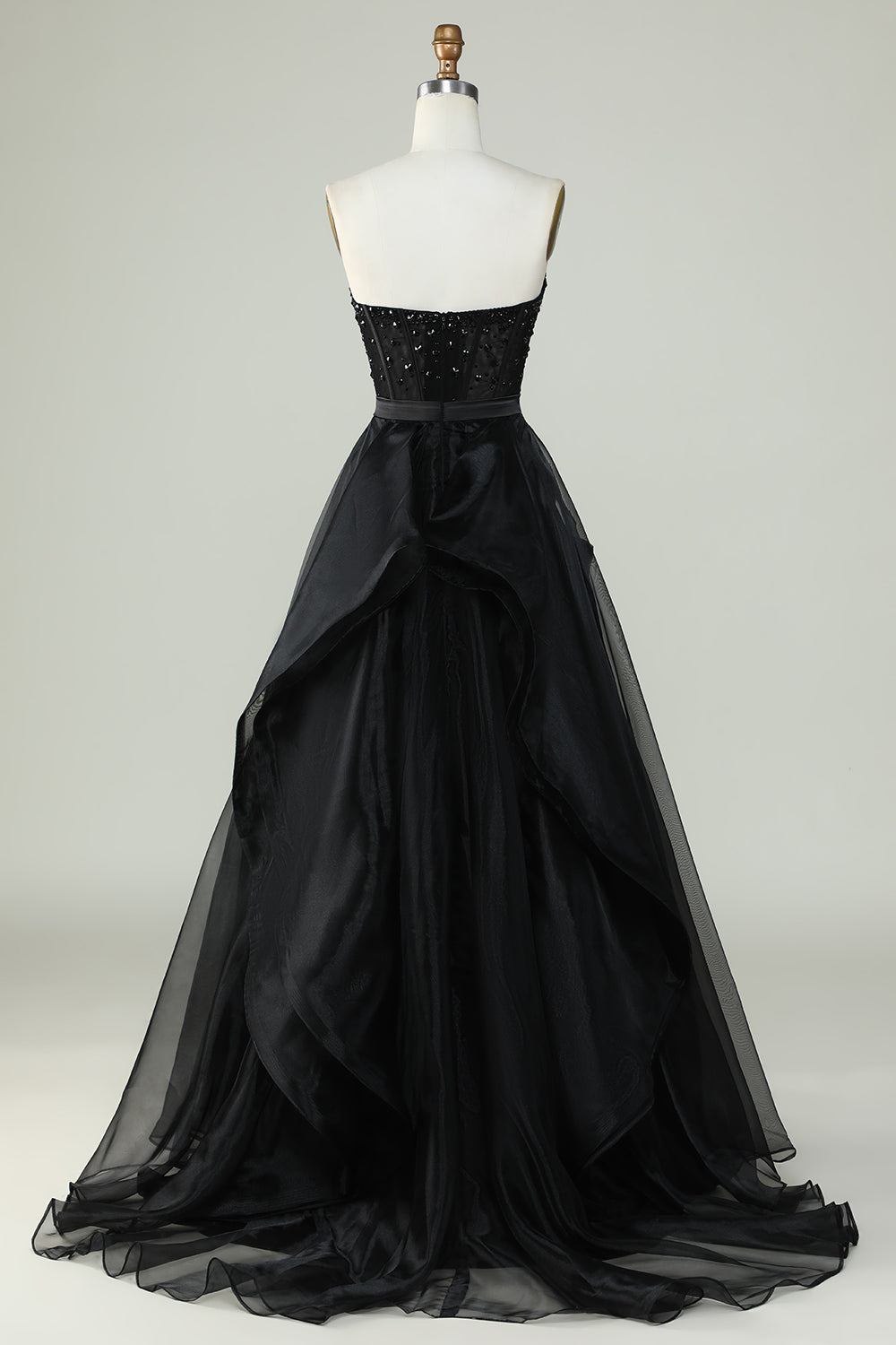 Black Strapless Ball Gown Evening Dress Off Shoulder Prom Dress Sexy