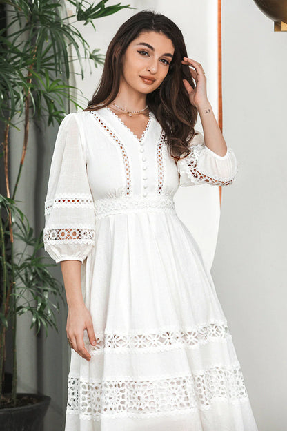 A Line 3/4 Sleeves Lace Party Dresses Wedding Guest Dresses