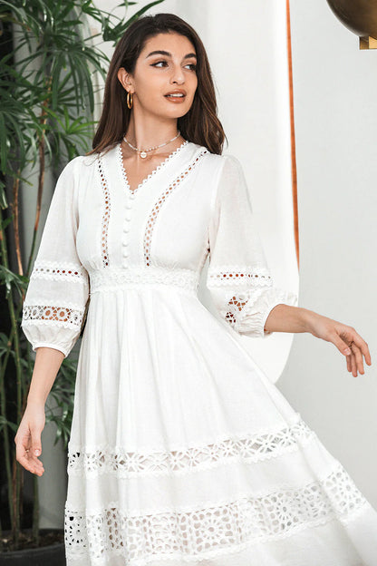 A Line 3/4 Sleeves Lace Party Dresses Wedding Guest Dresses