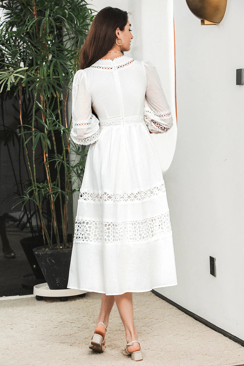 A Line 3/4 Sleeves Lace Party Dresses Wedding Guest Dresses